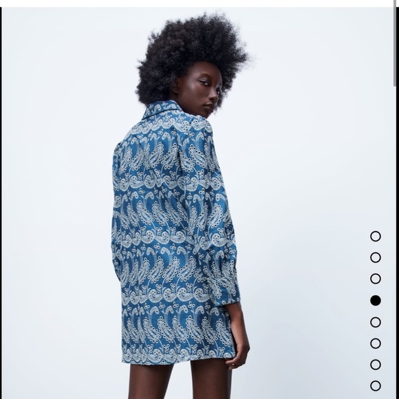 SOLD - 100% Cotton Zara Blue and White Long Sleeve Dress - Picture 3 of 7
